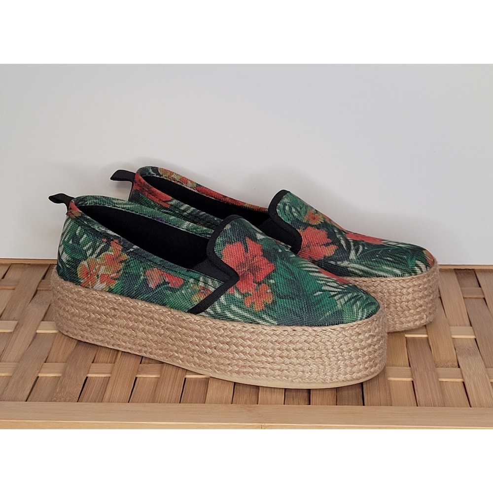 Zara Tropical Flower Leaf Platform Flat